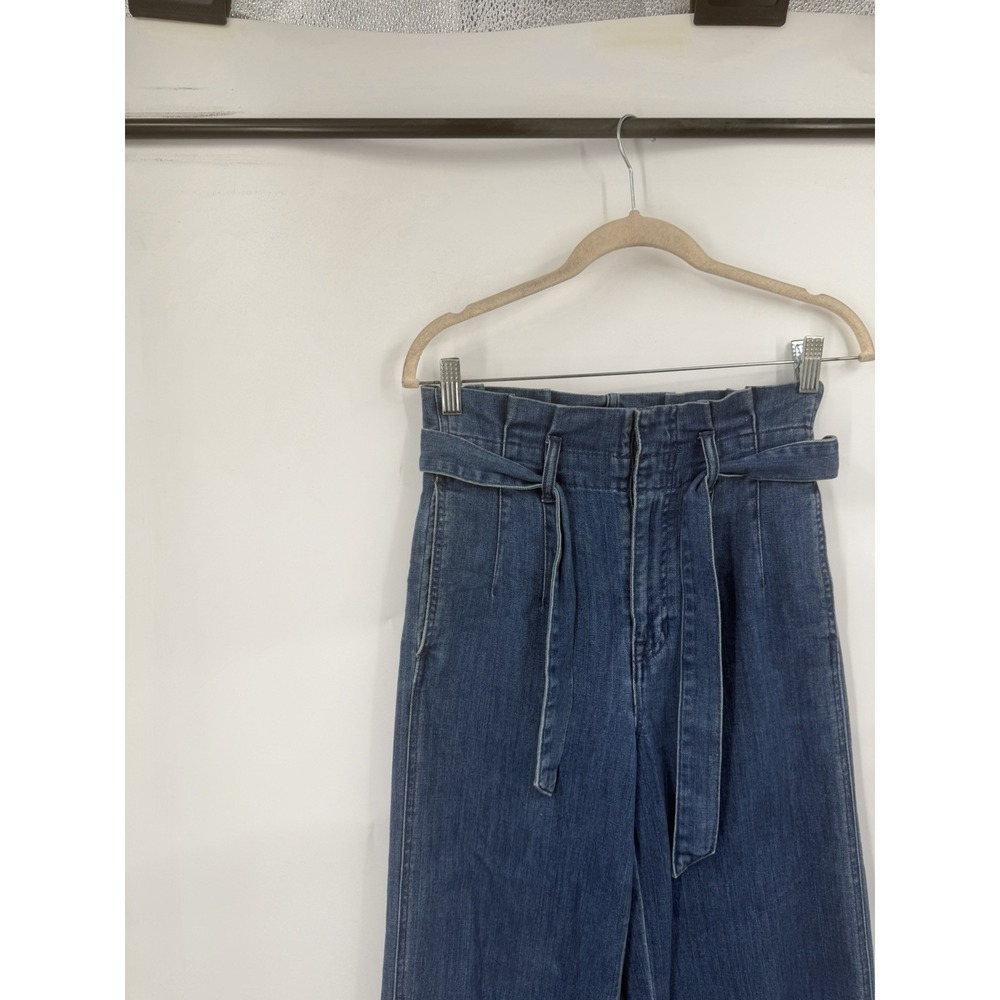 Madewell Paperbag Belted Trouser Jeans Women 25 Blue Medium Wash Straight Leg - Picture 6 of 7